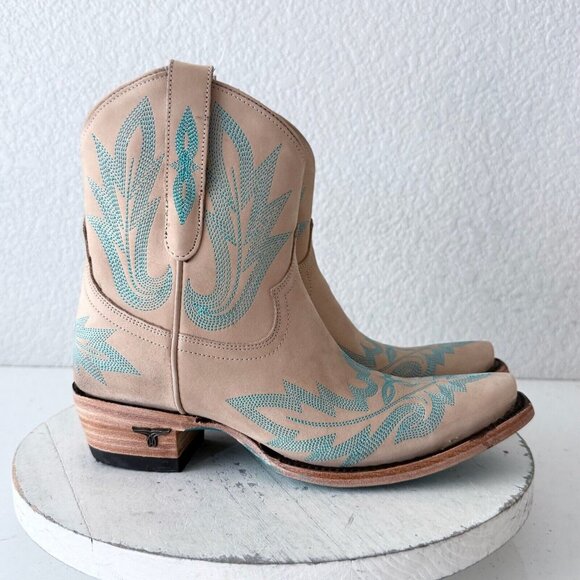 Lane LEXINGTON Womens Cowboy Bootie Sz 6 Sand and Stream Western Cowgirl Boots - Picture 2 of 13